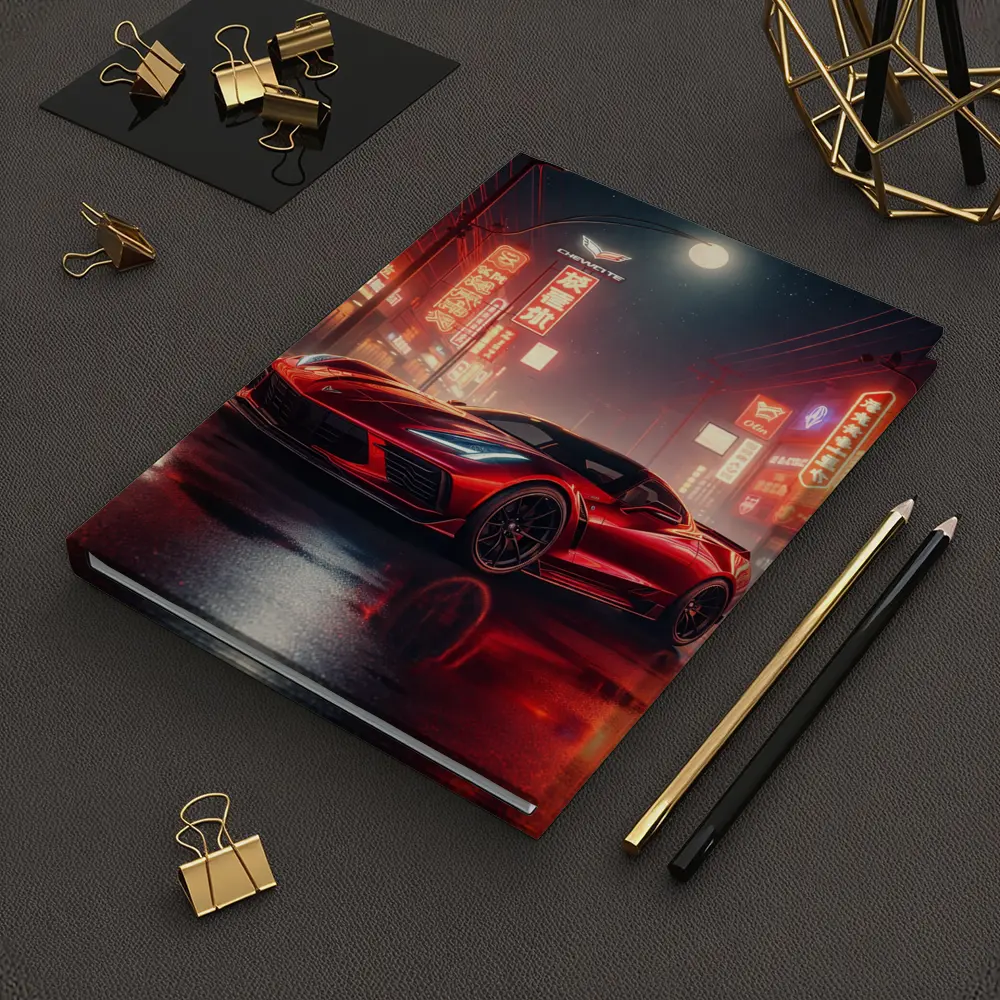 Chevrolet Corvette Red Neon City Night – Notebooks