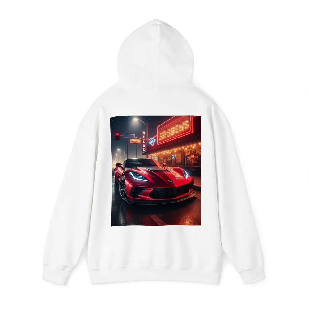 Chevrolet Corvette Red Neon Night Street – Hoodies