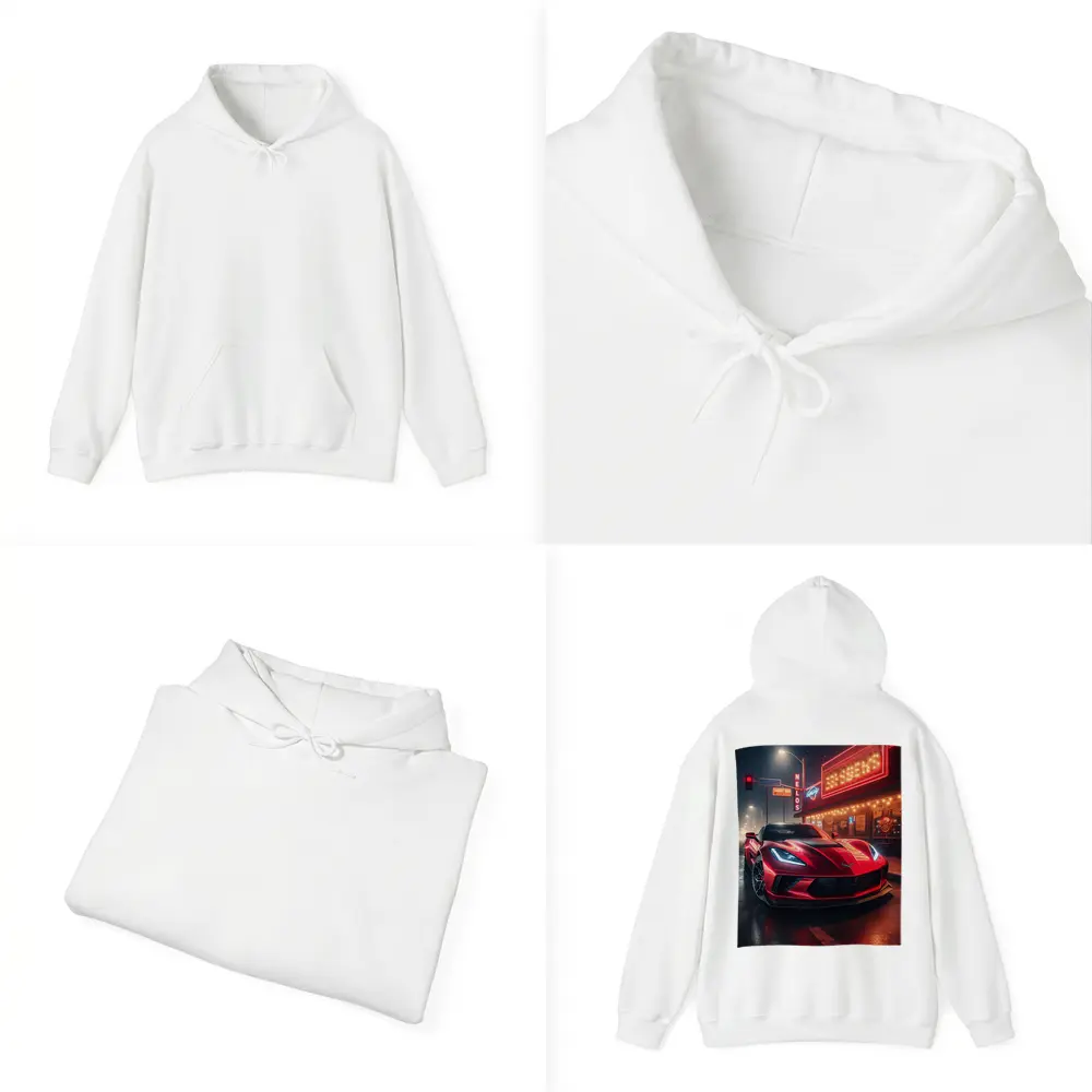 Chevrolet Corvette Red Neon Night Street – Hoodies