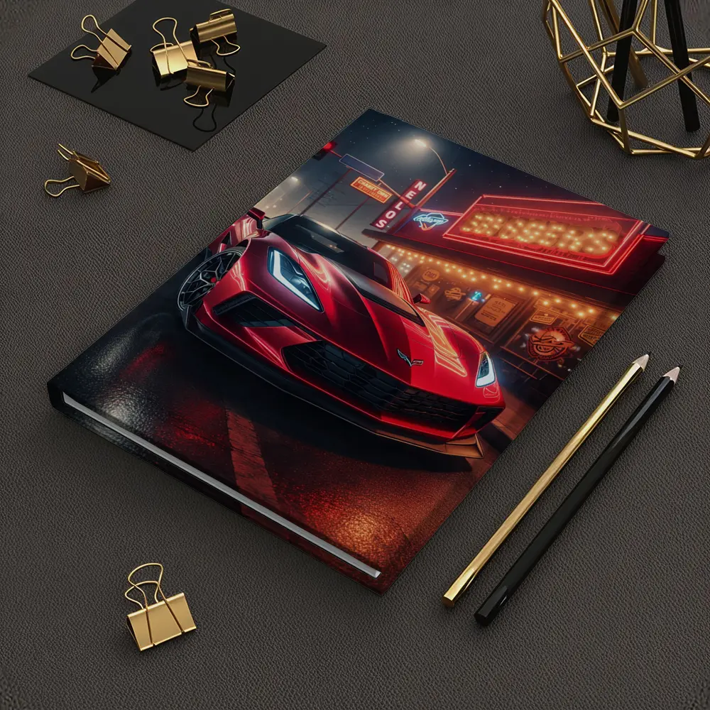 Chevrolet Corvette Red Neon Night Street – Notebooks
