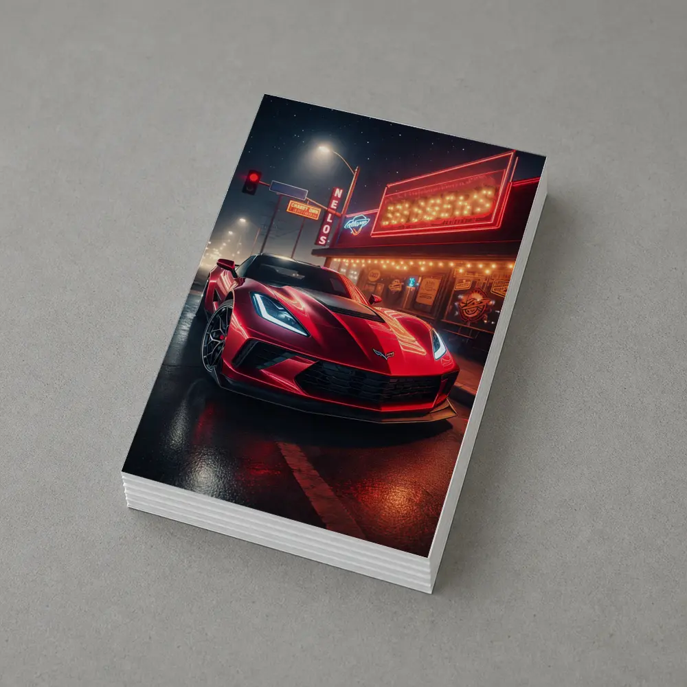 Chevrolet Corvette Red Neon Night Street – Postcards