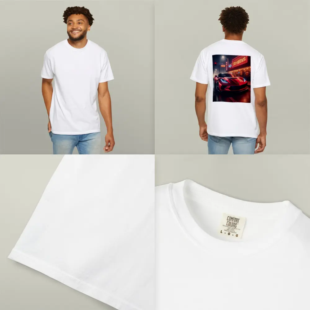 Chevrolet Corvette Red Neon Night Street – T-Shirts