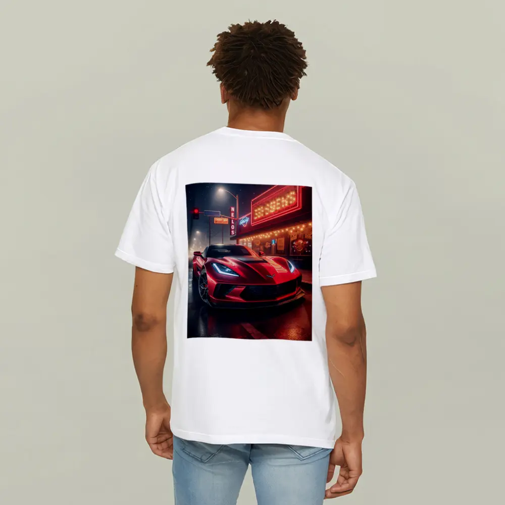 Chevrolet Corvette Red Neon Night Street – T-Shirts