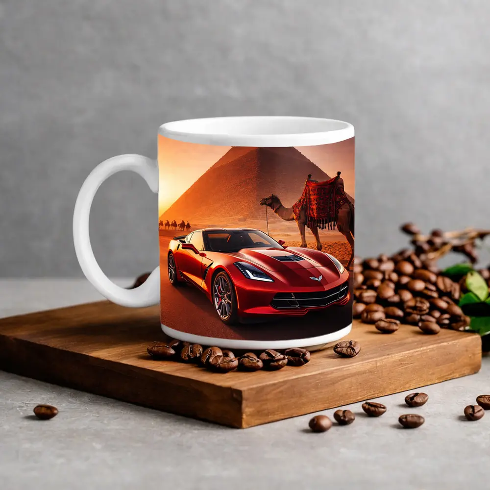 Chevrolet Corvette Red Car Egypt Pyramids – Mugs