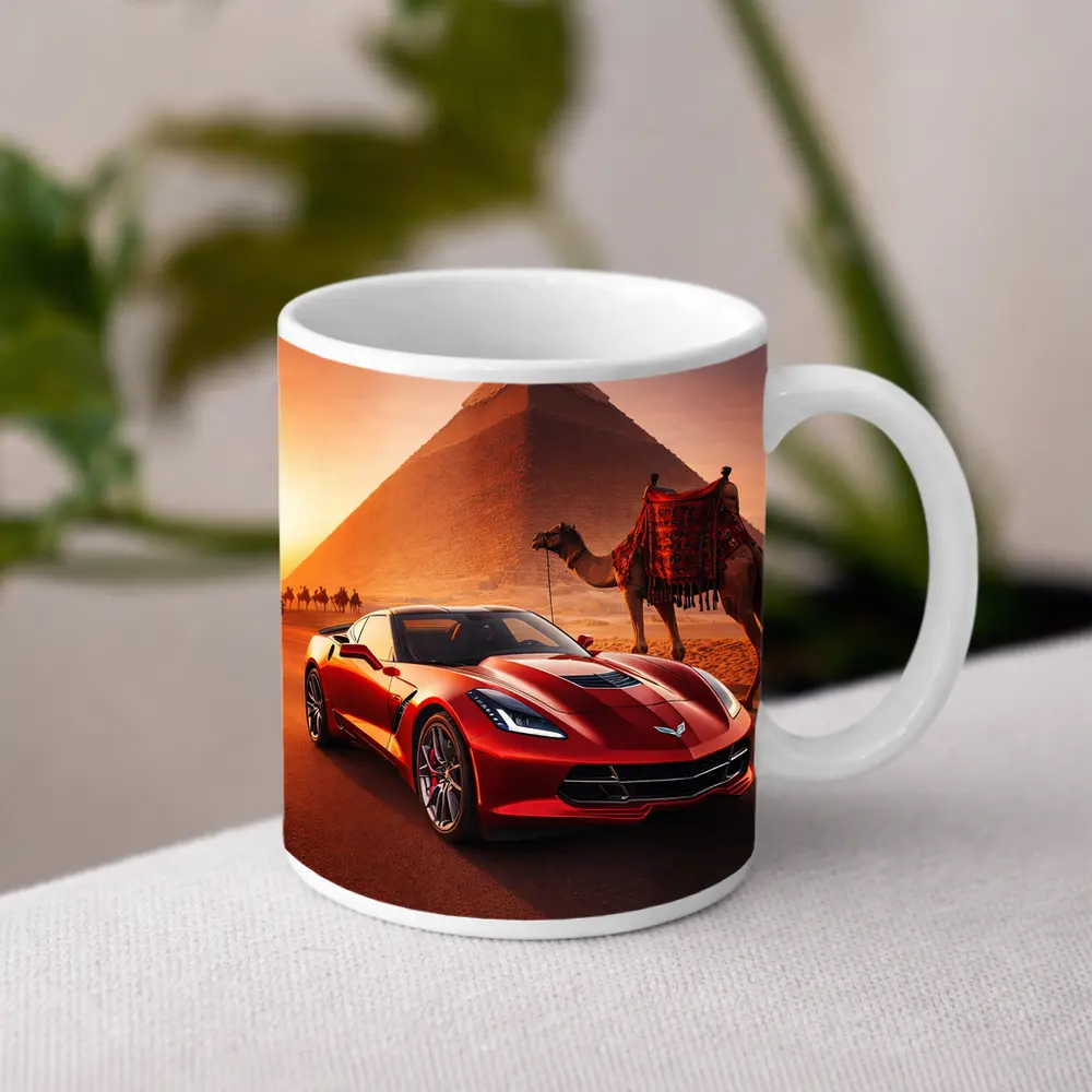 Chevrolet Corvette Red Car Egypt Pyramids – Mugs