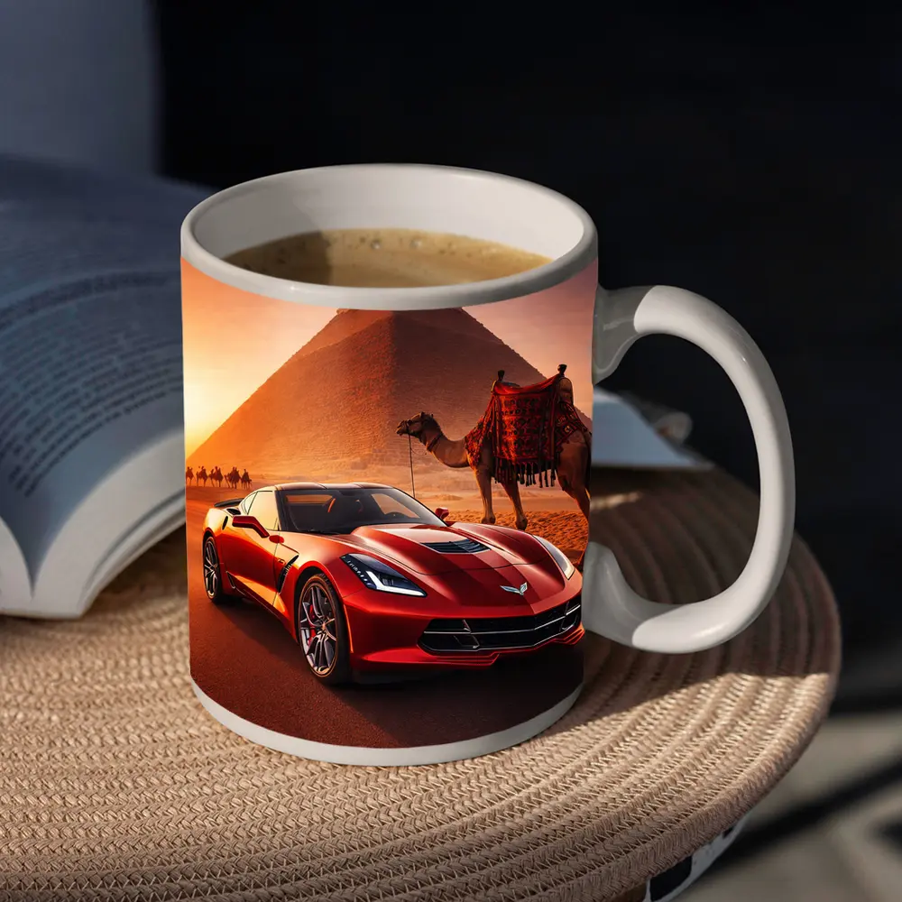 Chevrolet Corvette Red Car Egypt Pyramids – Mugs