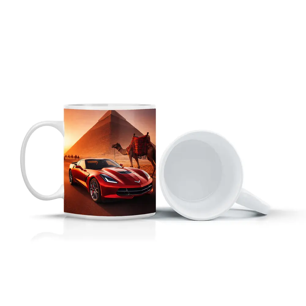Chevrolet Corvette Red Car Egypt Pyramids – Mugs