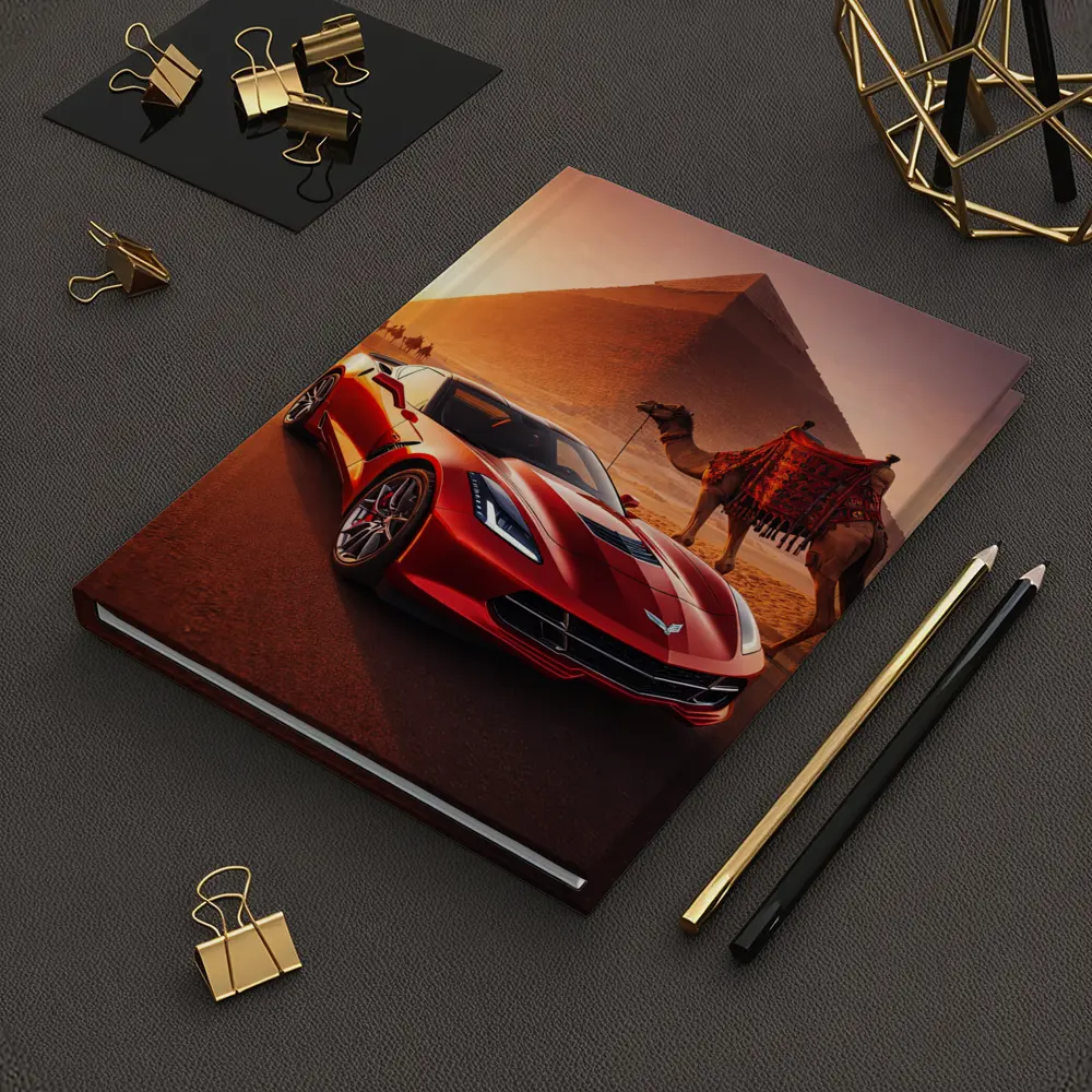 Chevrolet Corvette Red Car Egypt Pyramids – Notebooks