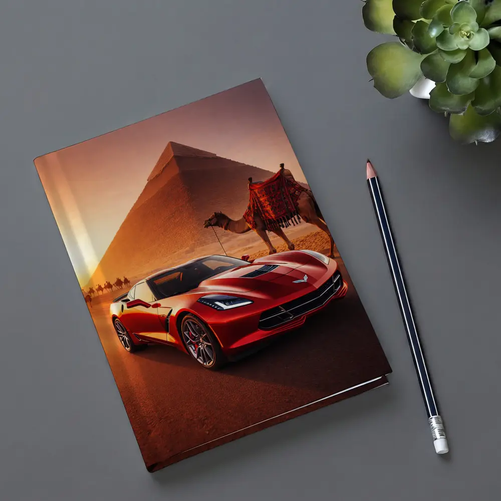 Chevrolet Corvette Red Car Egypt Pyramids – Notebooks