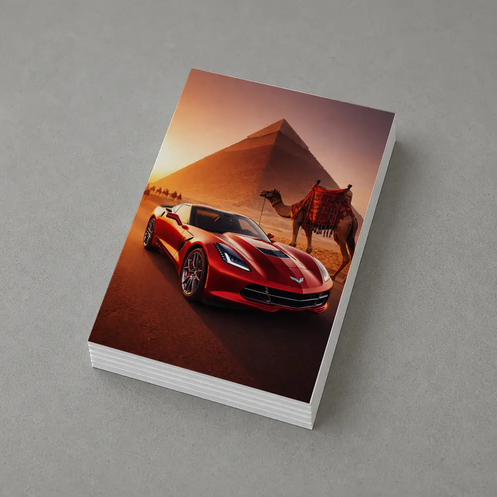 Chevrolet Corvette Red Car Egypt Pyramids – Postcards