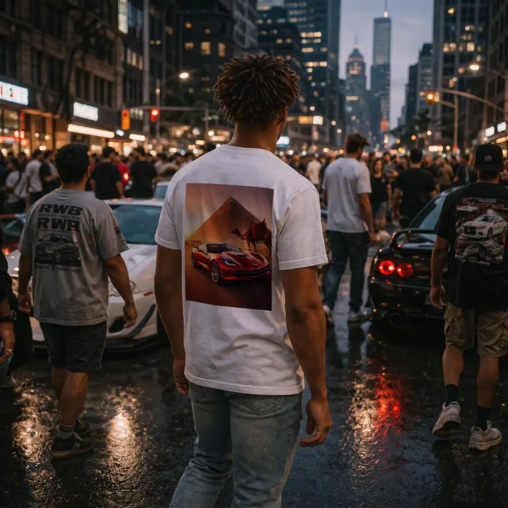 Chevrolet Corvette Red Car Egypt Pyramids – T-Shirts
