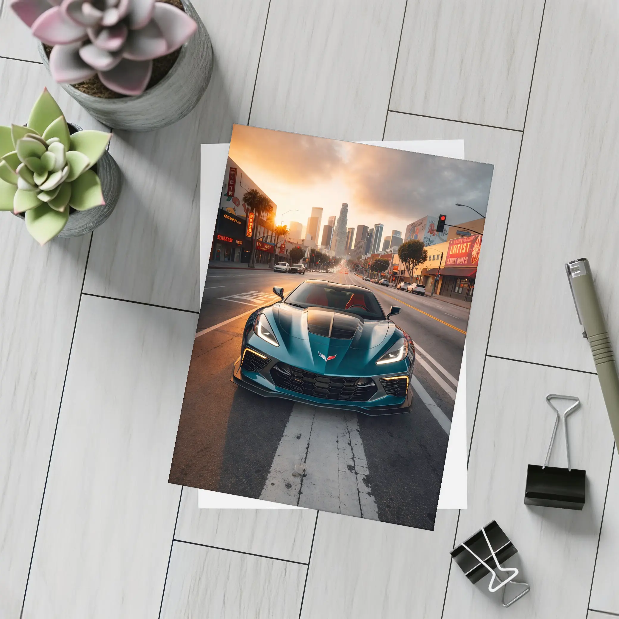 Chevrolet Corvette Z06 Los Angeles City Street – Postcards