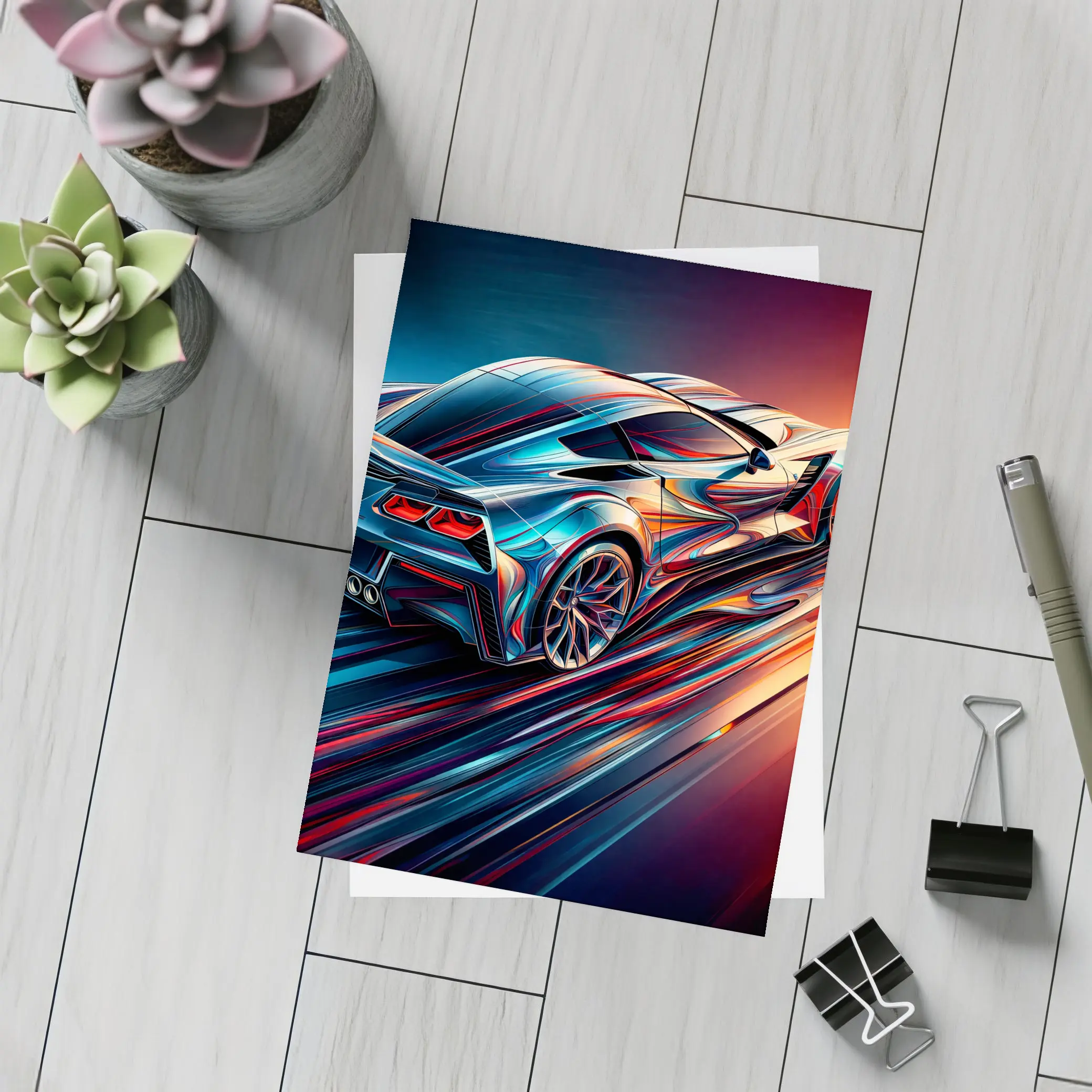 Chevrolet Corvette Z06 Abstract Neon Speed – Postcards