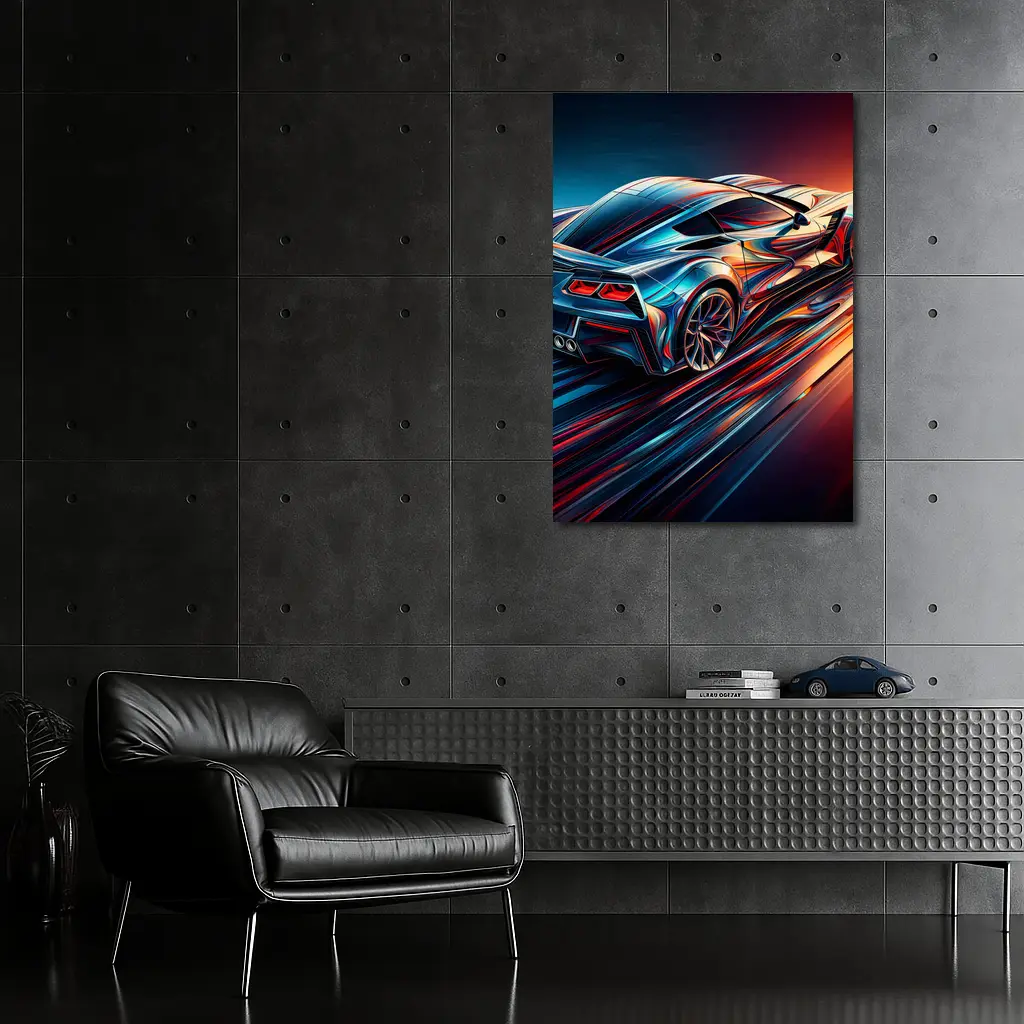 Chevrolet Corvette Z06 Abstract Neon Speed – Wall Art