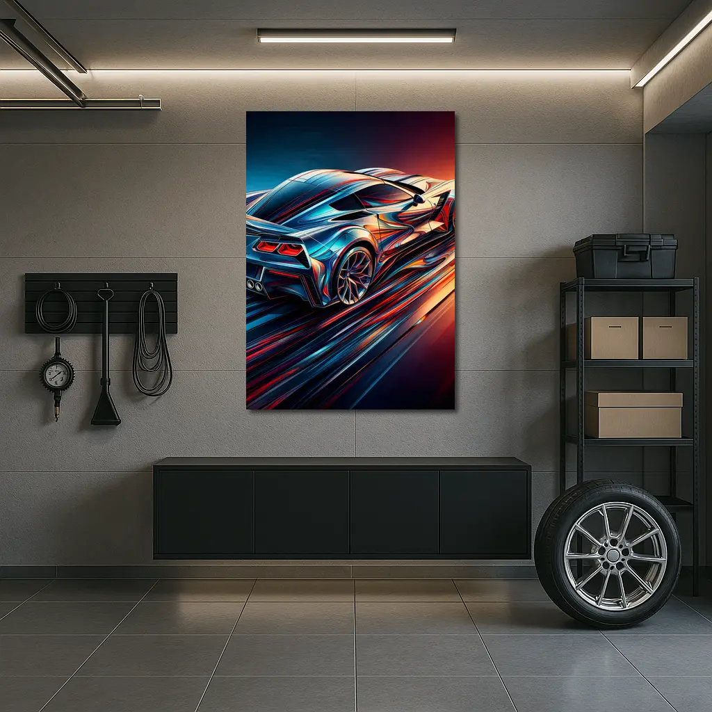 Chevrolet Corvette Z06 Abstract Neon Speed – Wall Art