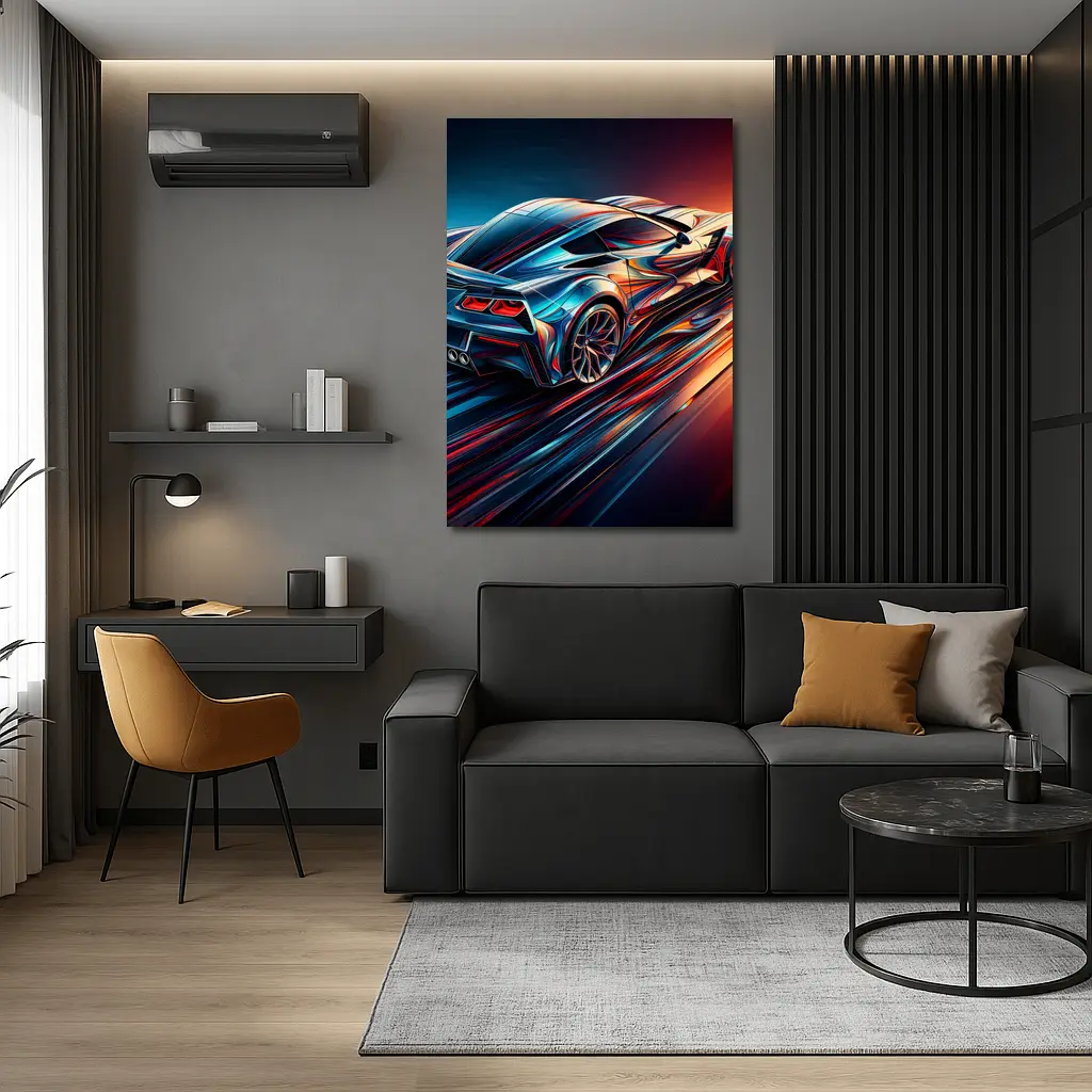 Chevrolet Corvette Z06 Abstract Neon Speed – Wall Art
