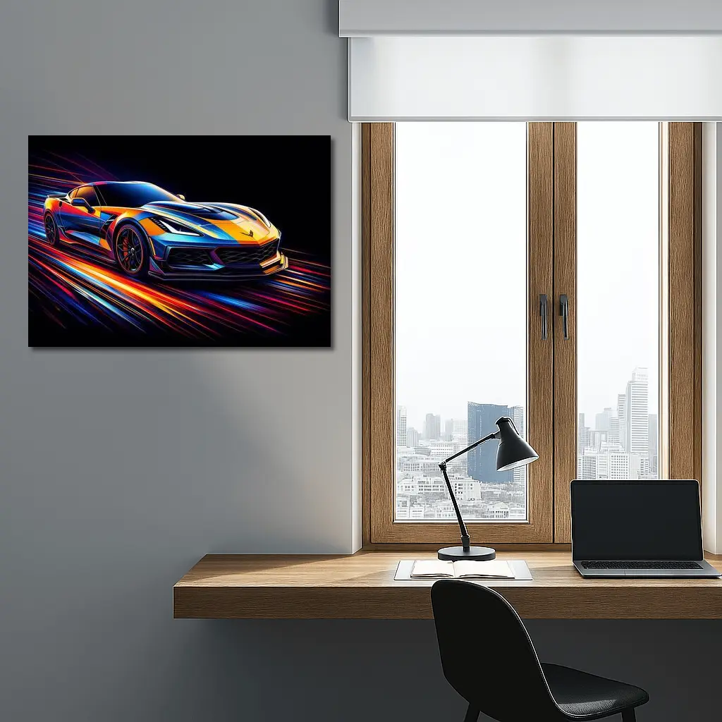 Chevrolet Corvette Z06 Neon Speed Lines – Wall Art