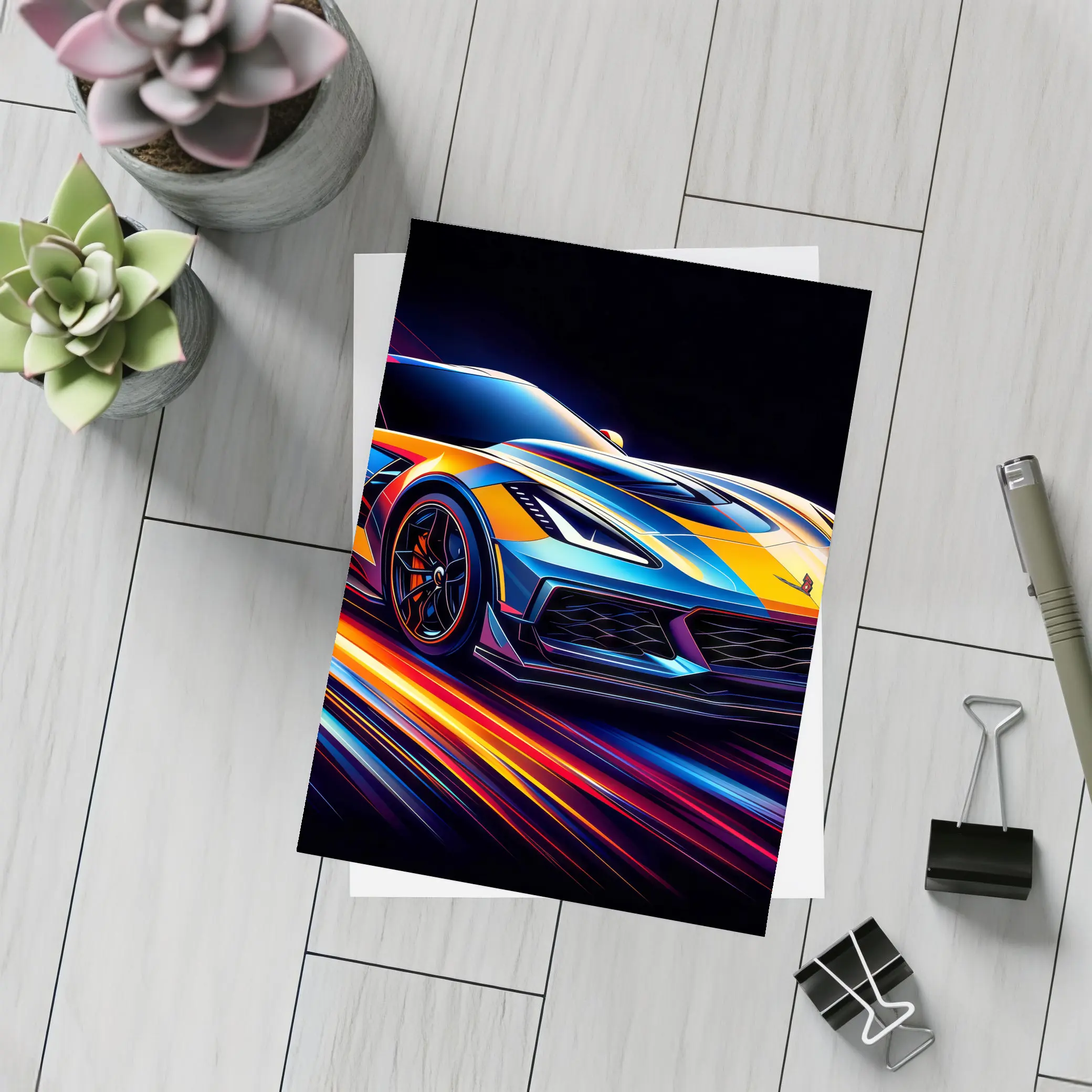 Chevrolet Corvette Z06 Neon Speed Lines – Postcards