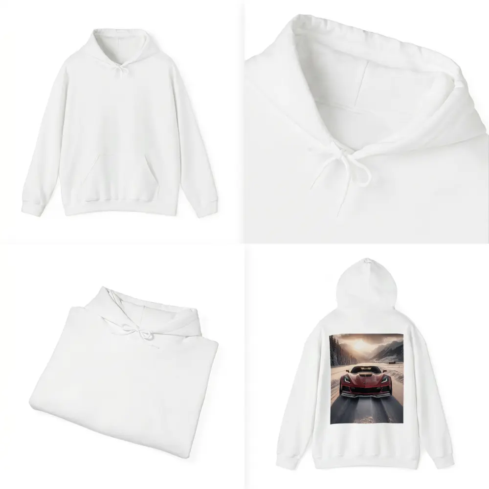 Chevrolet Corvette Z06 Red Winter Mountain Road – Hoodies