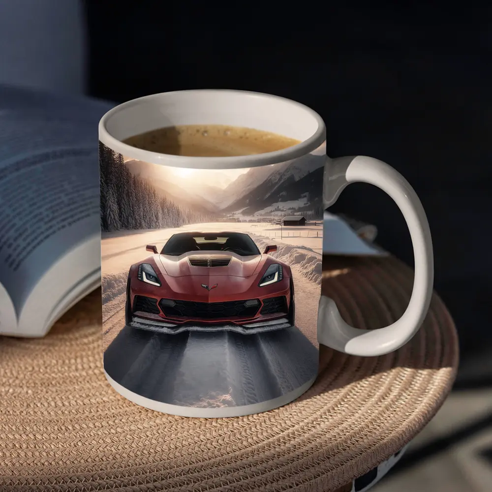 Chevrolet Corvette Z06 Red Winter Mountain Road – Mugs