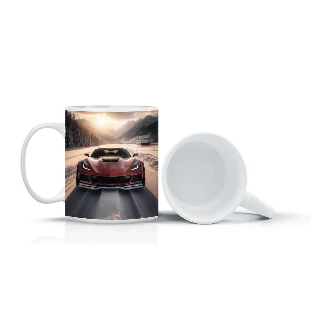Chevrolet Corvette Z06 Red Winter Mountain Road – Mugs