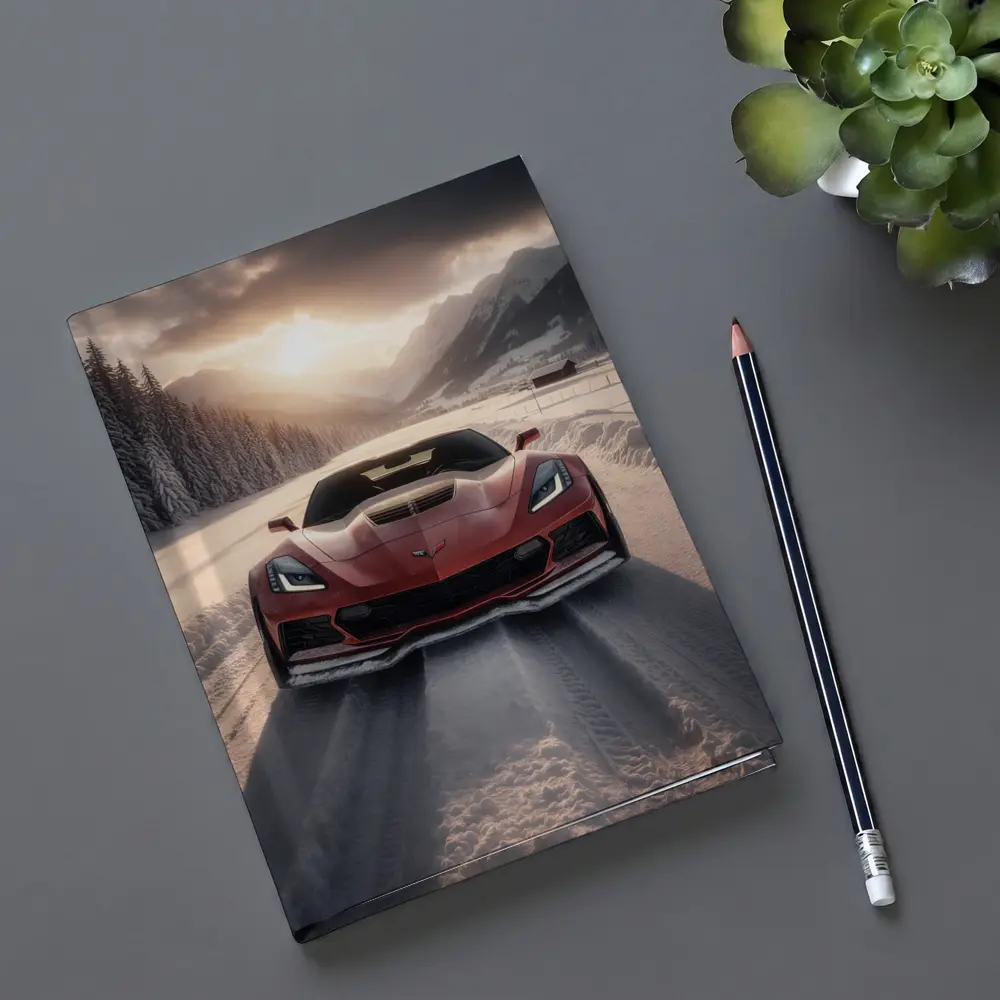Chevrolet Corvette Z06 Red Winter Mountain Road – Notebooks
