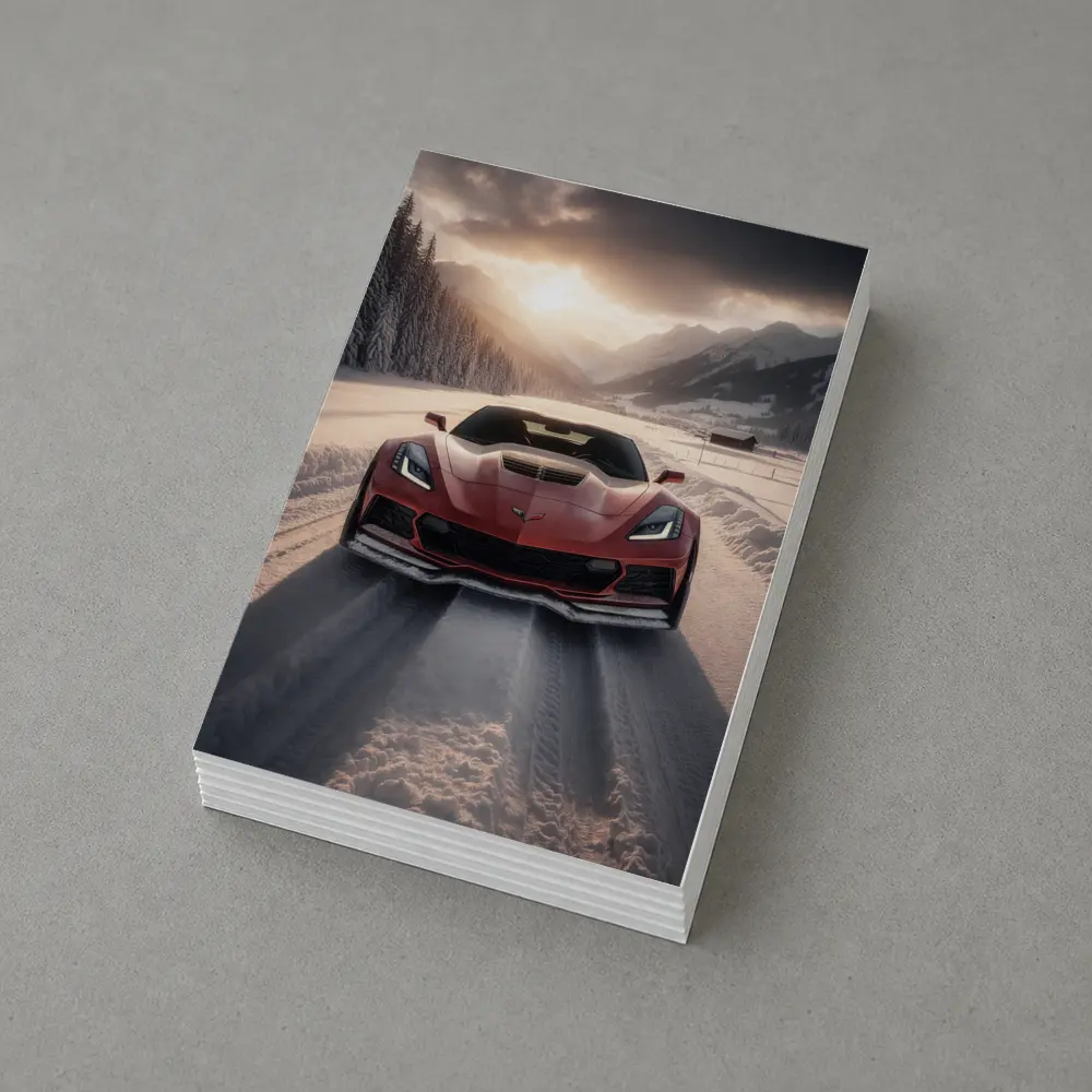 Chevrolet Corvette Z06 Red Winter Mountain Road – Postcards