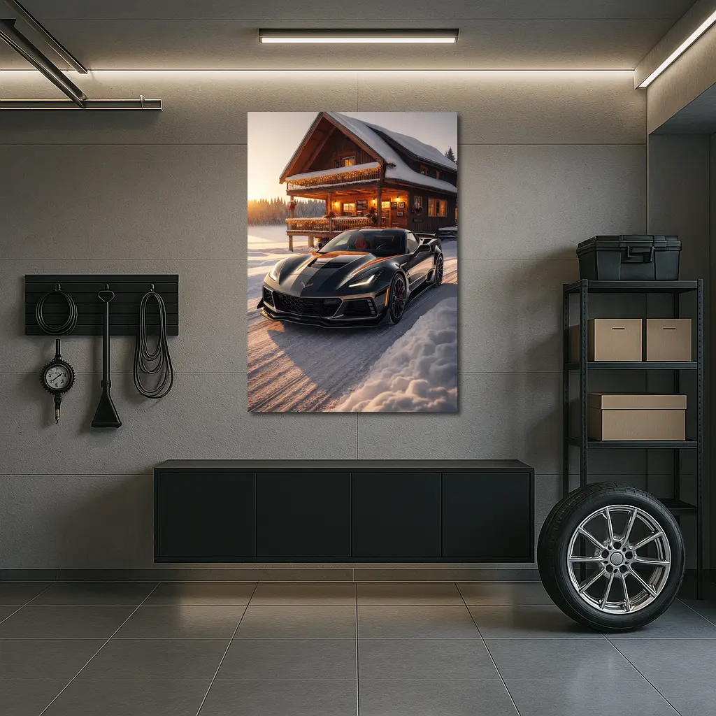 Chevrolet Corvette ZR1 Black Winter Cabin – Wall Art