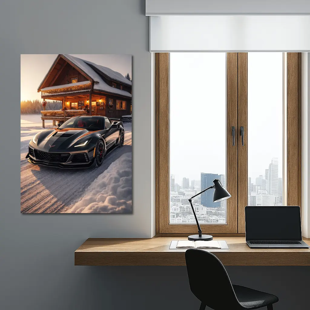 Chevrolet Corvette ZR1 Black Winter Cabin – Wall Art
