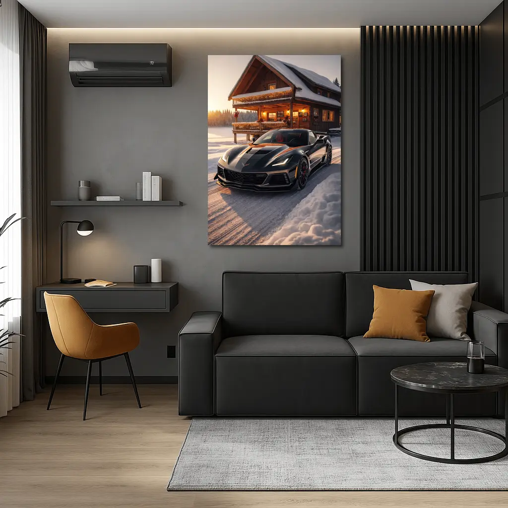 Chevrolet Corvette ZR1 Black Winter Cabin – Wall Art
