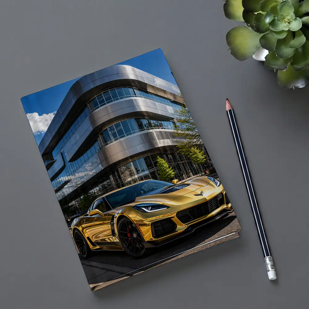 Gold Chevrolet Corvette Z06 Urban Building – Notebooks
