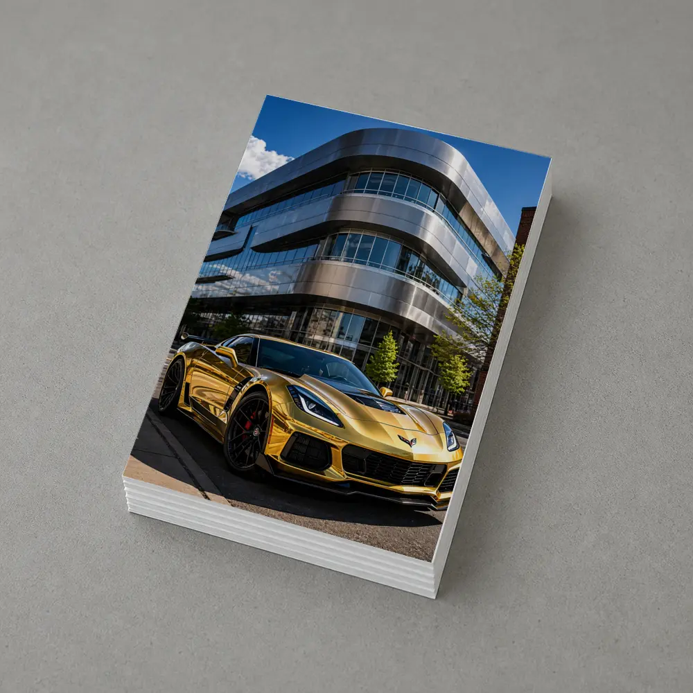 Gold Chevrolet Corvette Z06 Urban Building – Postcards