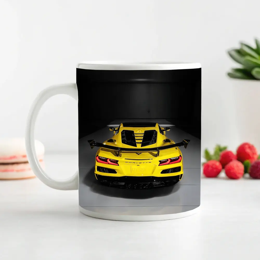Chevrolet Corvette ZR1 Yellow Rear Studio – Mugs