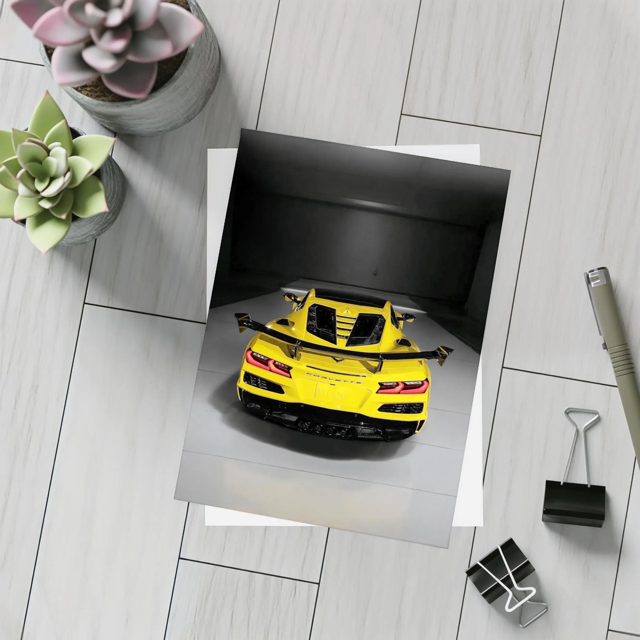 Chevrolet Corvette ZR1 Yellow Rear Studio – Postcards