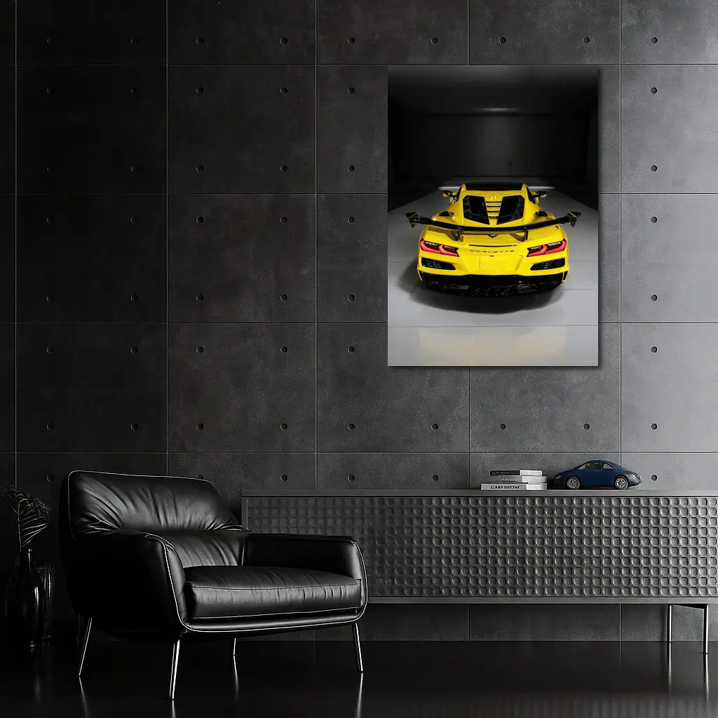 Chevrolet Corvette ZR1 Yellow Rear Studio – Wall Art