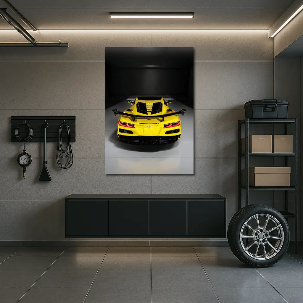 Chevrolet Corvette ZR1 Yellow Rear Studio – Wall Art