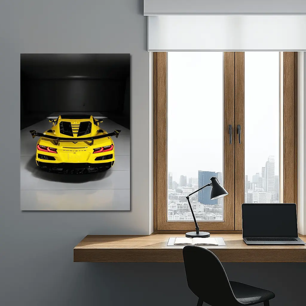 Chevrolet Corvette ZR1 Yellow Rear Studio – Wall Art