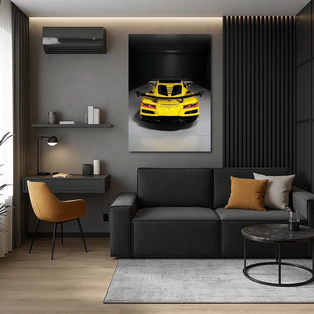Chevrolet Corvette ZR1 Yellow Rear Studio – Wall Art