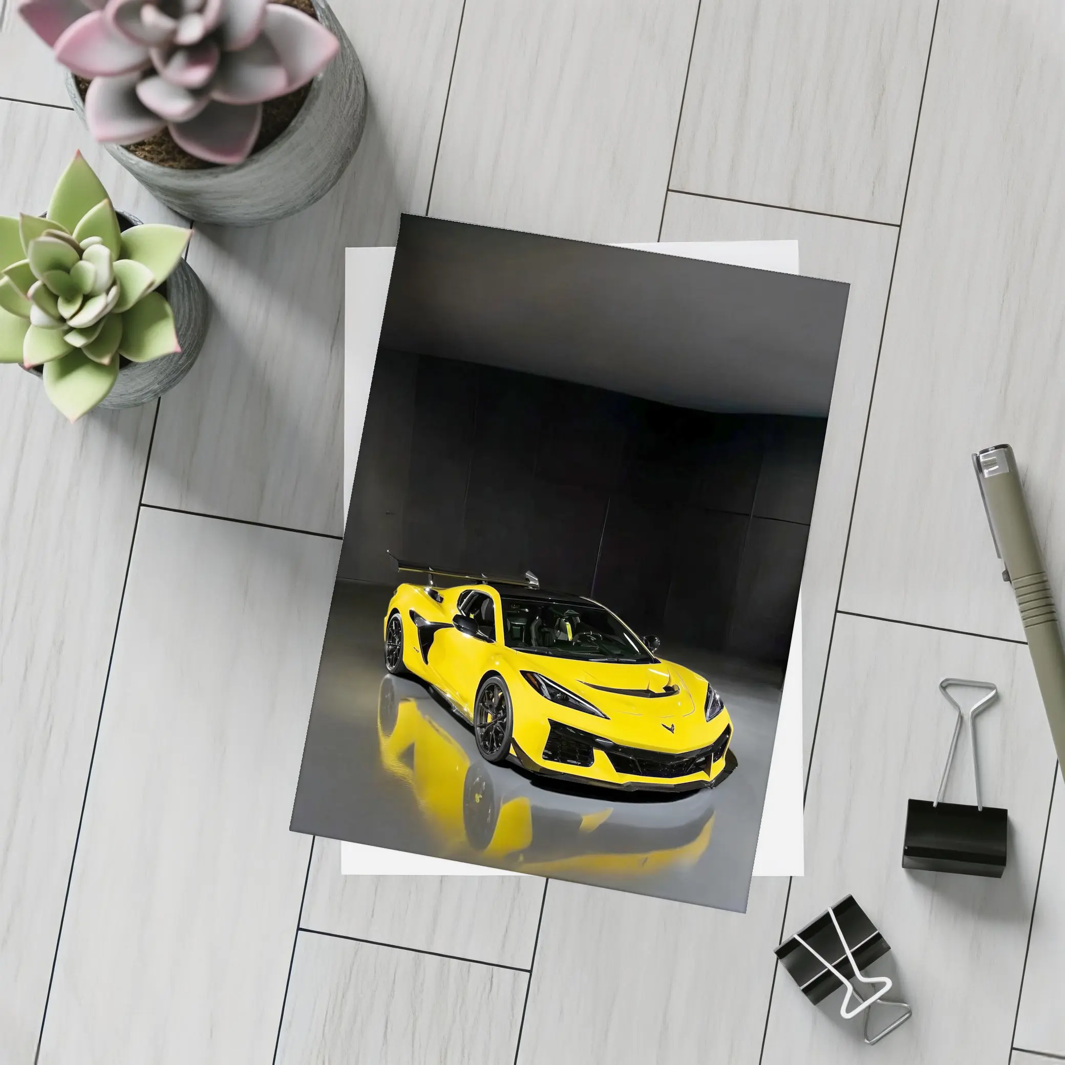 Chevrolet Corvette ZR1 Yellow Dark Studio – Postcards
