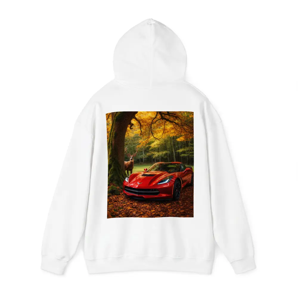Chevrolet Corvette Red Car Autumn Forest Deer – Hoodies
