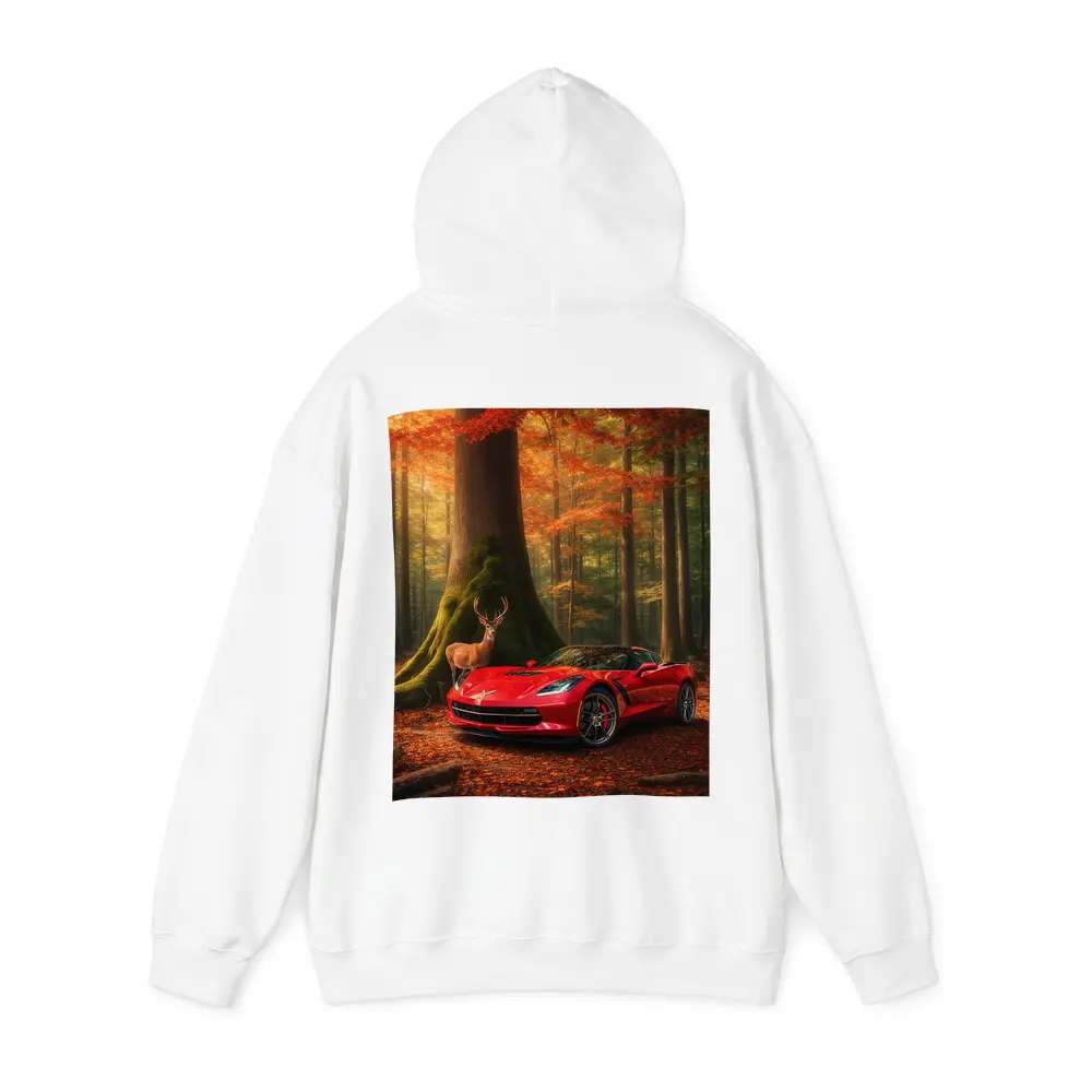 Chevrolet Corvette Red Car Autumn Forest Deer – Hoodies