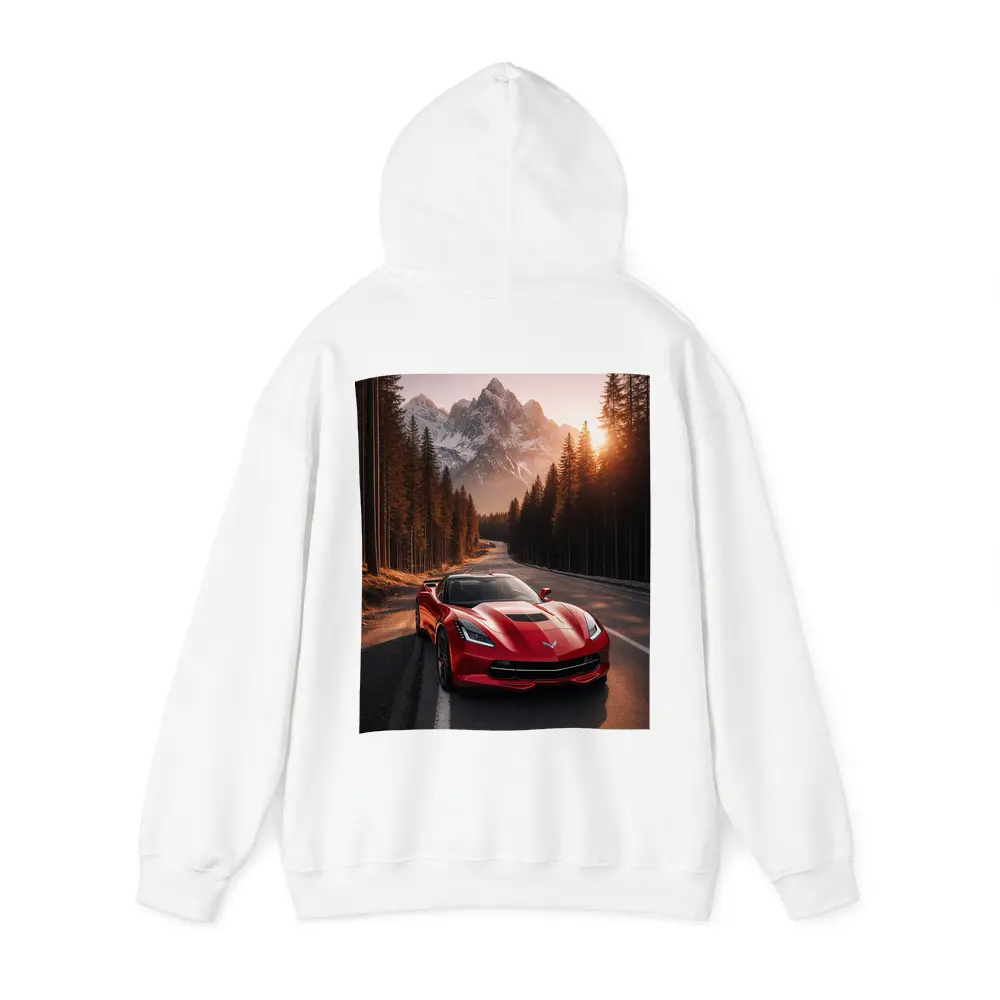 Red Chevrolet Corvette Mountain Forest Road – Hoodies