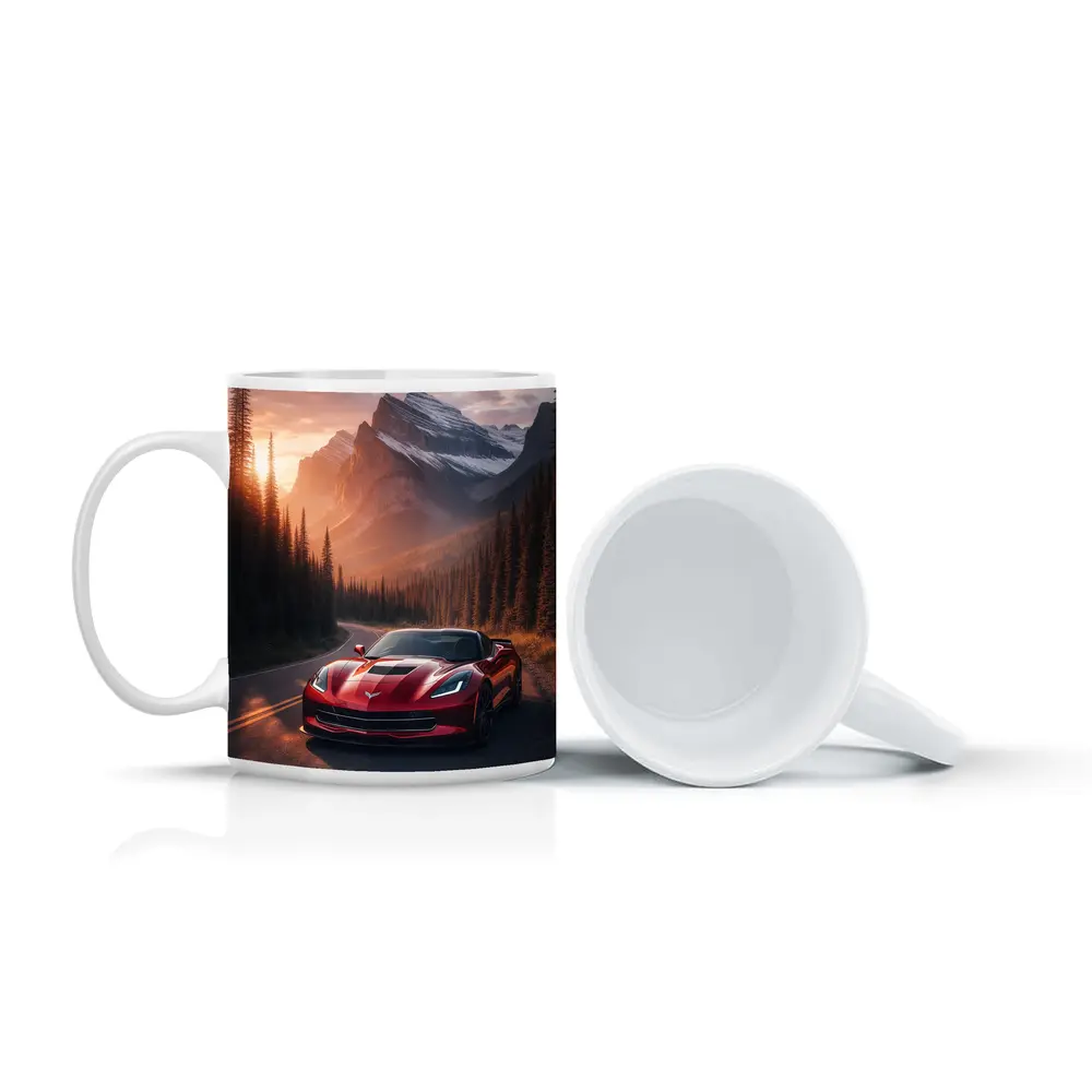 Chevrolet Corvette Red Mountain Sunset Road – Mugs