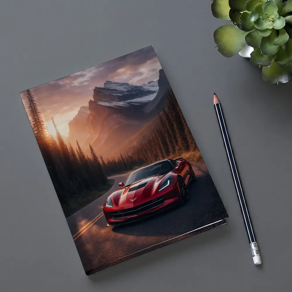 Chevrolet Corvette Red Mountain Sunset Road – Notebooks