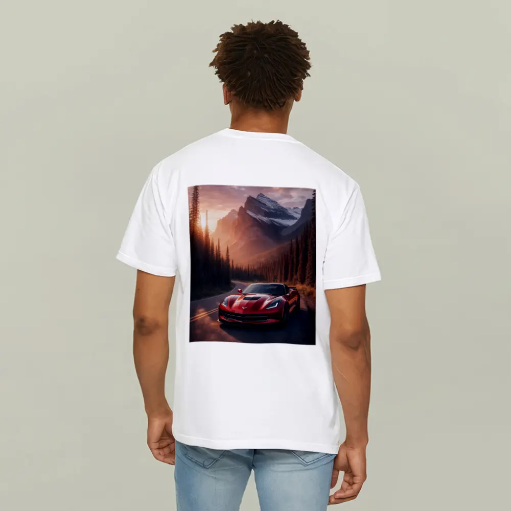 Chevrolet Corvette Red Mountain Sunset Road – T-Shirts