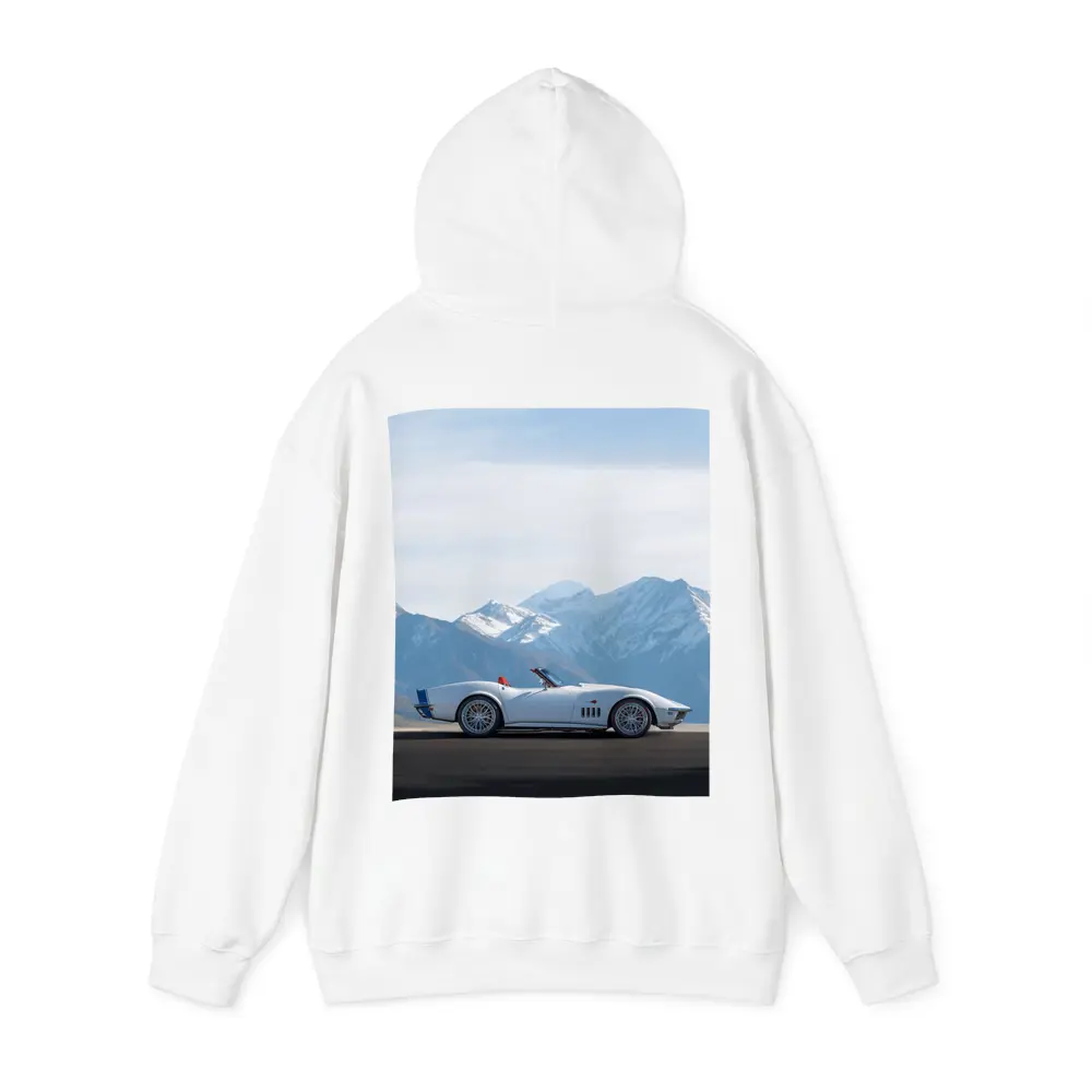 Chevrolet Corvette White Classic Mountain Backdrop – Hoodies