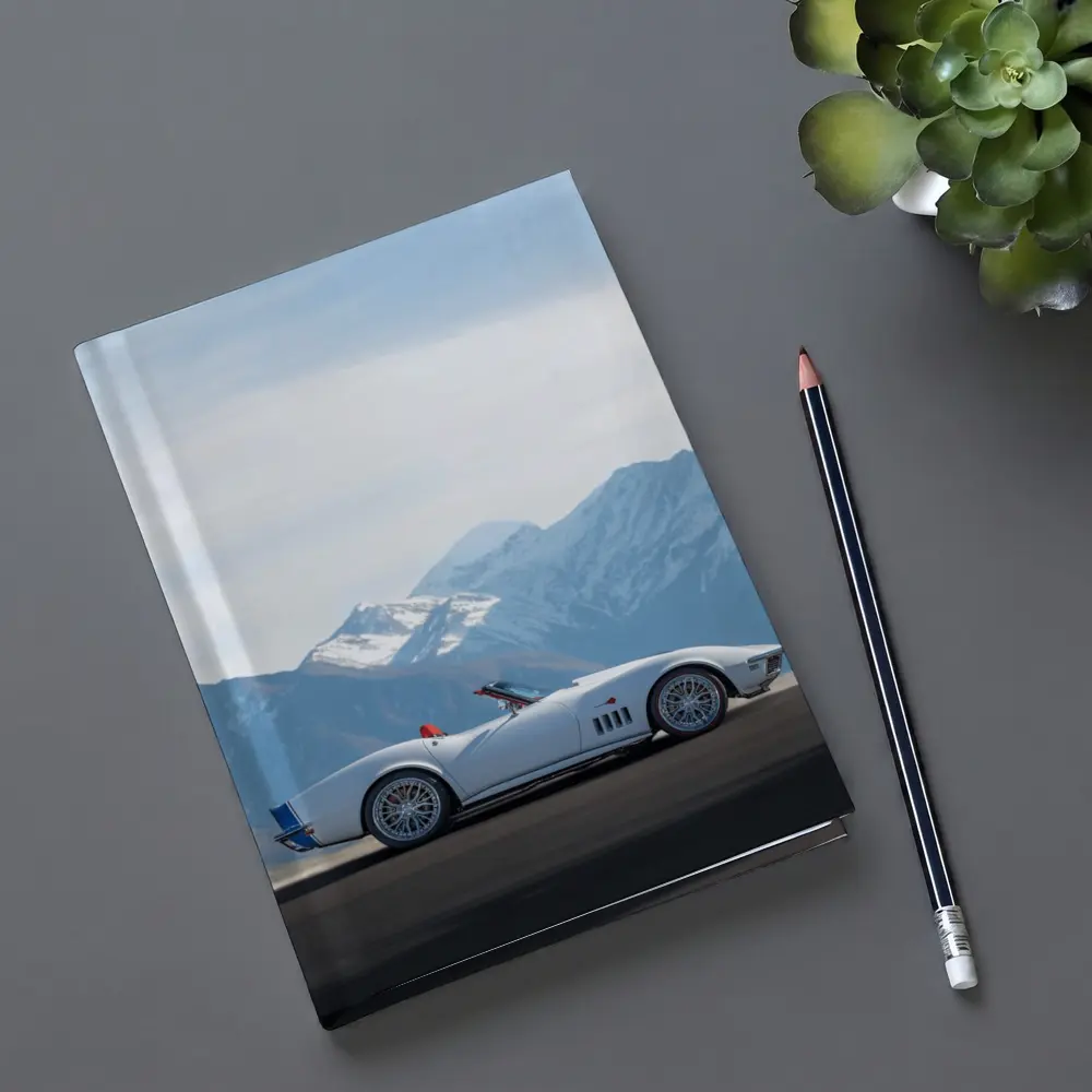 Chevrolet Corvette White Classic Mountain Backdrop – Notebooks
