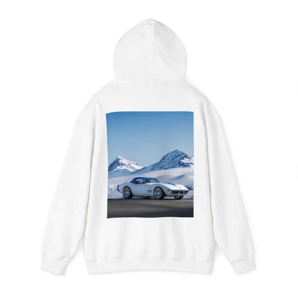 Chevrolet Corvette White Snow Mountains Background – Hoodies