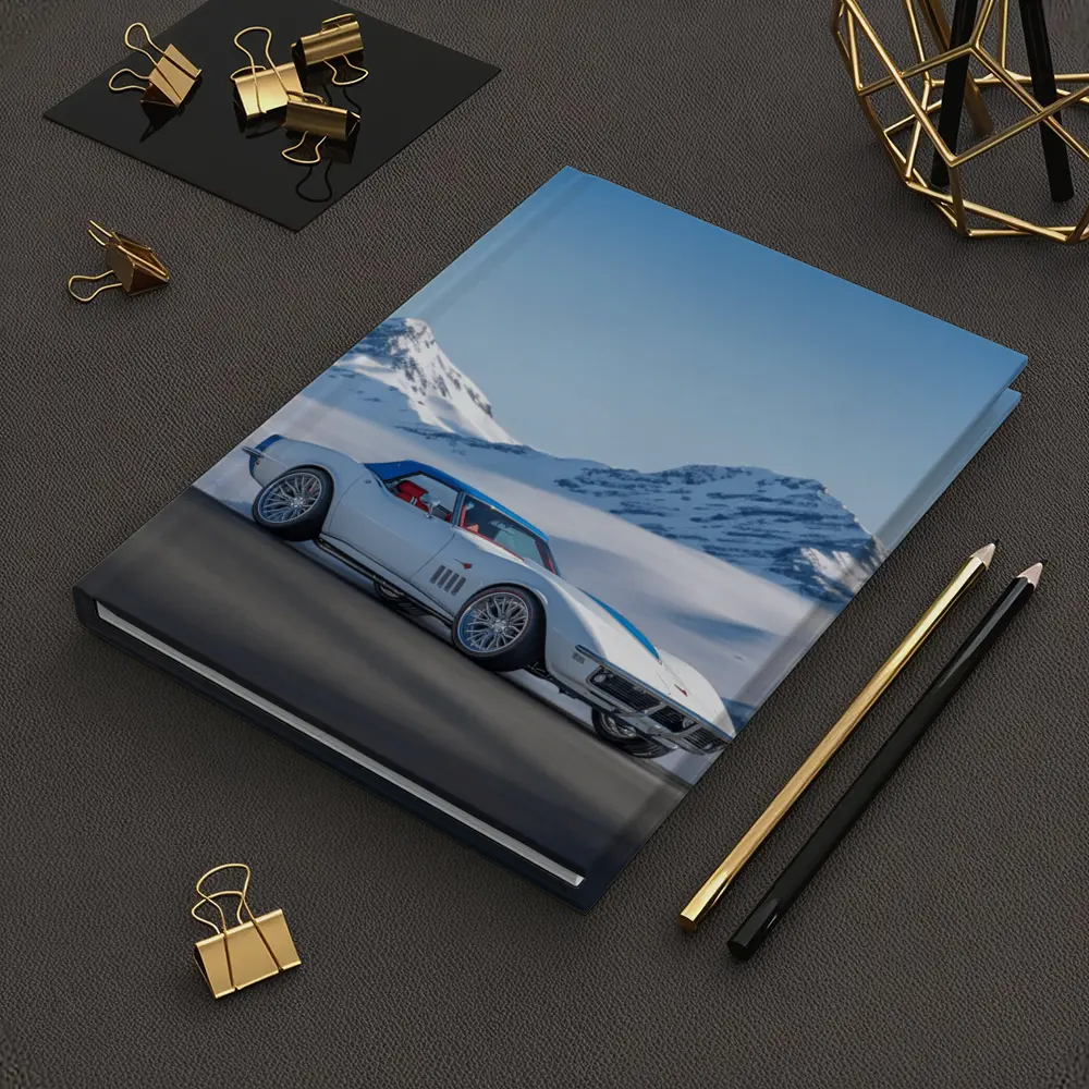 Chevrolet Corvette White Snow Mountains Background – Notebooks