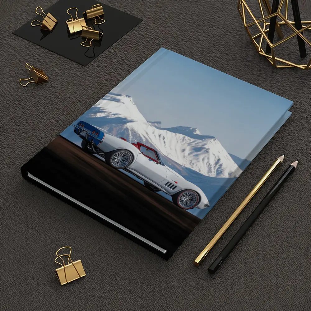 Chevrolet Corvette White Convertible Mountain Backdrop – Notebooks